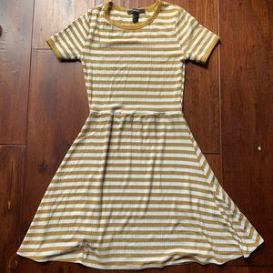 yellow and white striped dress